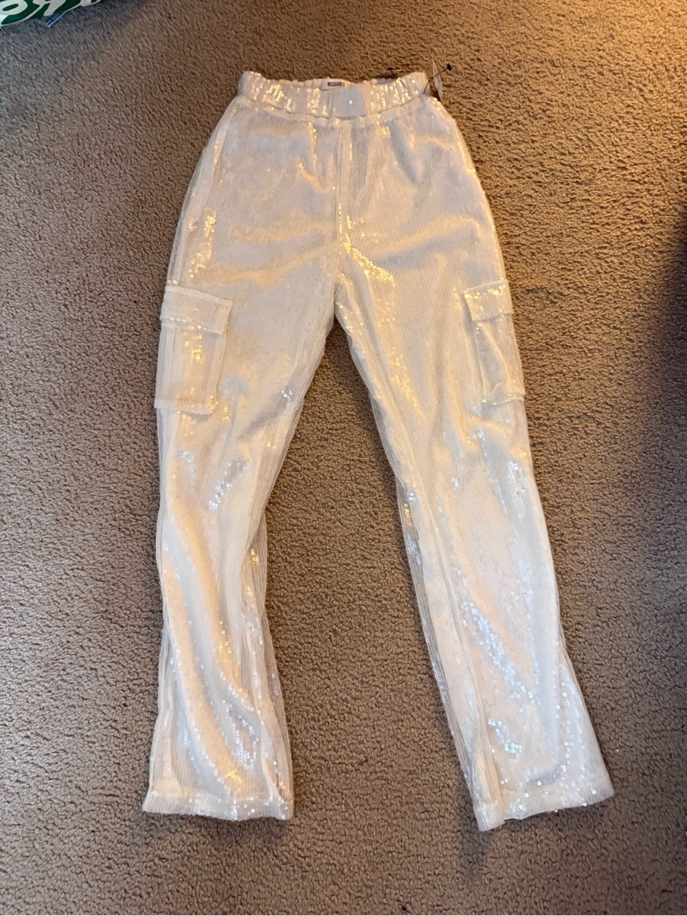 Missguided White Sequin Trousers